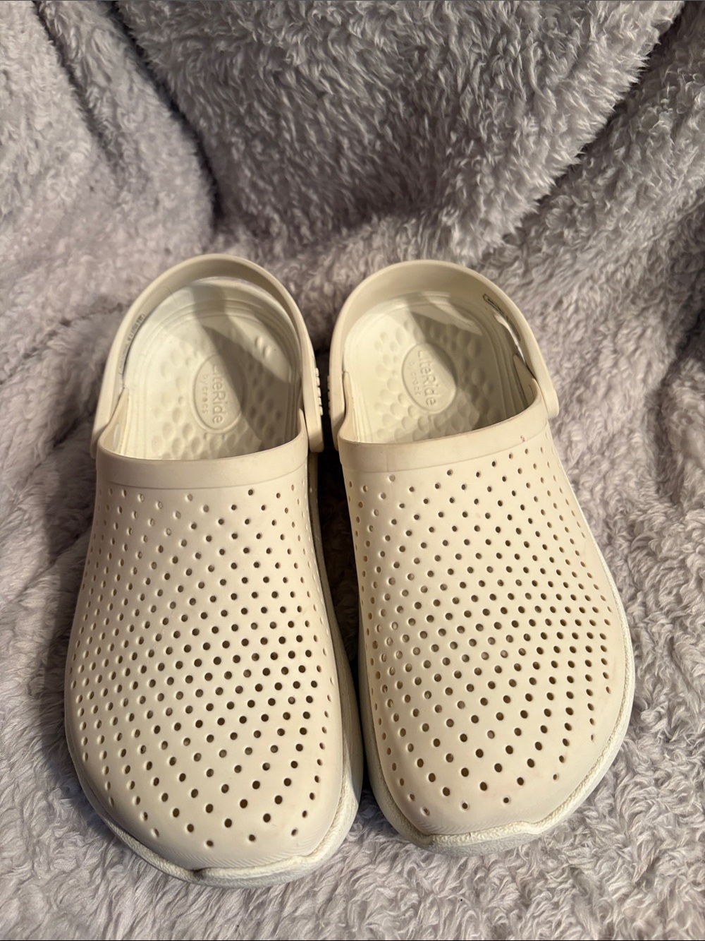 CROCS Women's Cream Perforated Slip-On Clogs